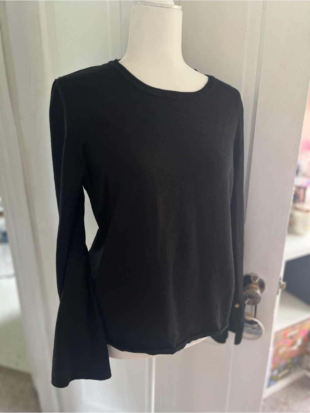 Women's Black Long-Sleeve Knit with gold studs down the sleeve